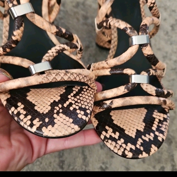Rebecca Minkoff Womens Apolline Tan Snakeskin Leather Strappy Sandals 9 - Picture 6 of 10